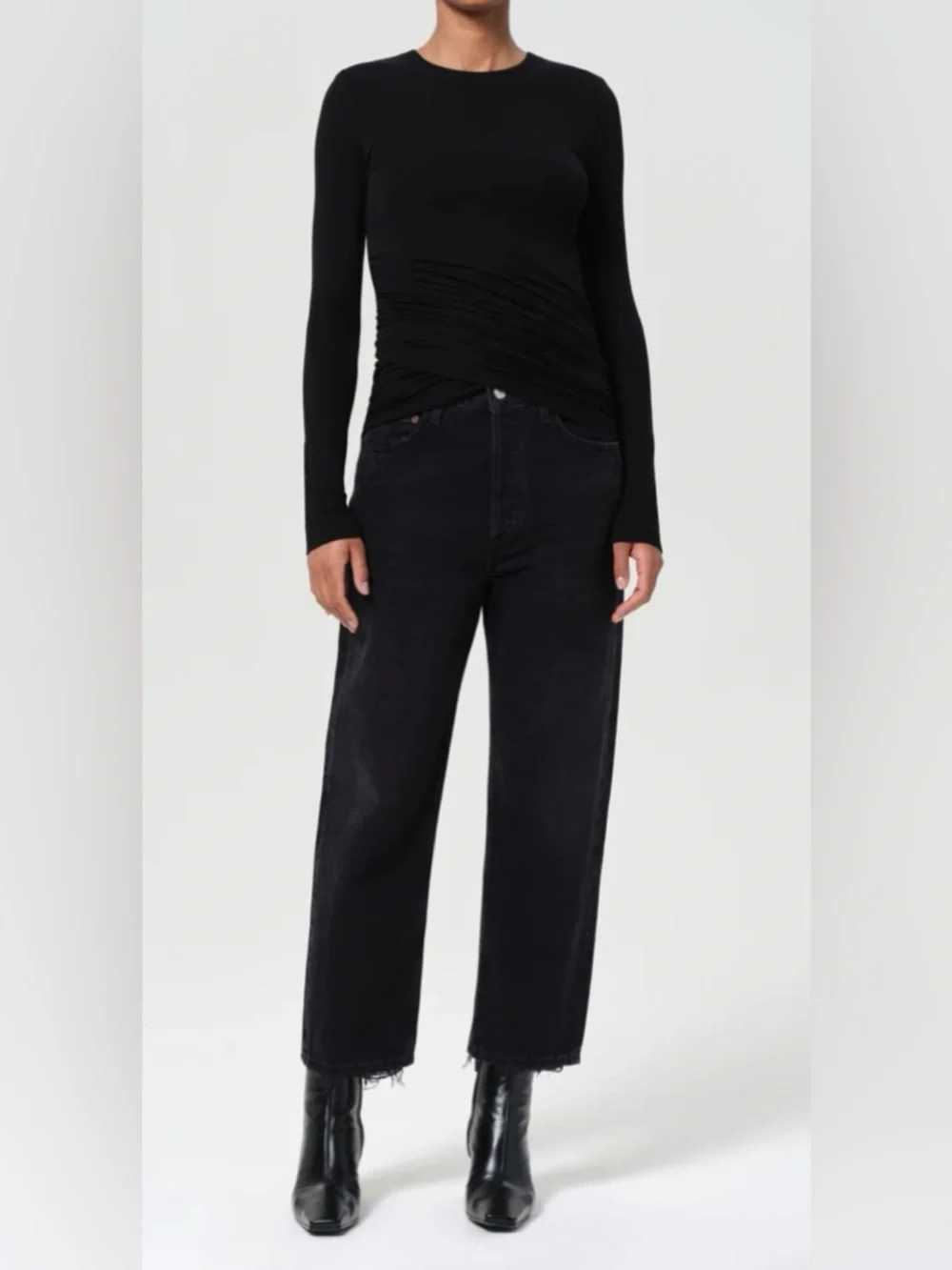 Agolde 90s Crop Midrise Straight | Washed Black - Picture 1 of 9